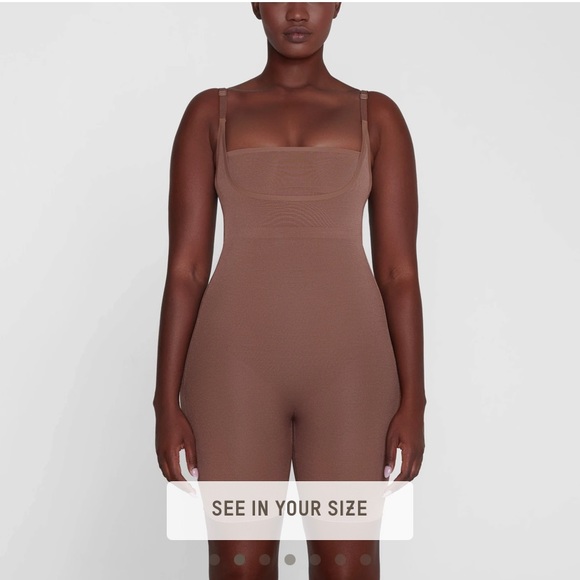 Skims Sheer Sculpt Bodysuit in Jasper - Picture 2 of 5